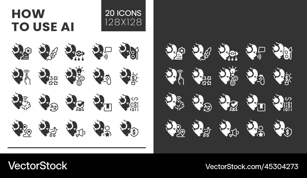 Using artificial intelligence big linear glyph Using artificial intelligence big linear glyph vector image