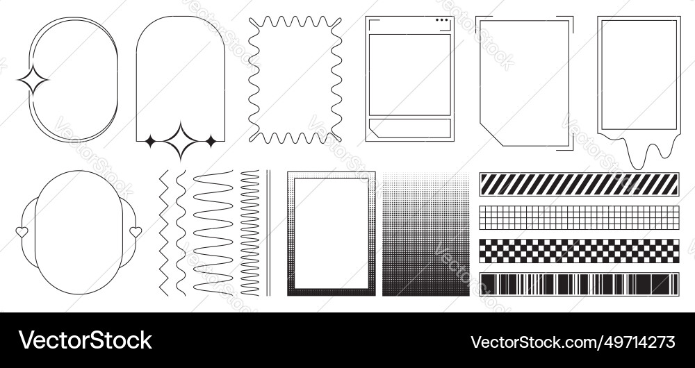 Y2k style line frame and border for 2000s design Y2k style line frame and border for 2000s design vector image