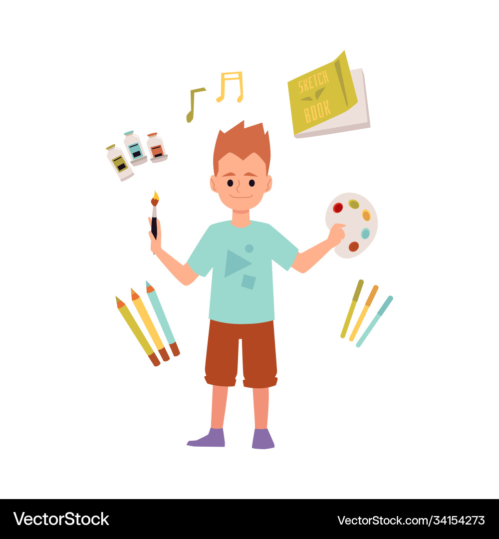 Young Student with School Supplies Vector Image