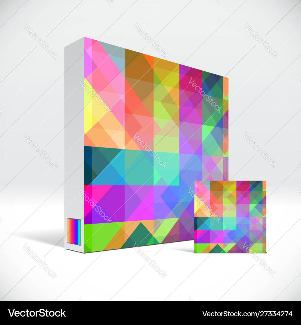 3d identity box with abstract colorful pattern 3d identity box with abstract colorful pattern vector image