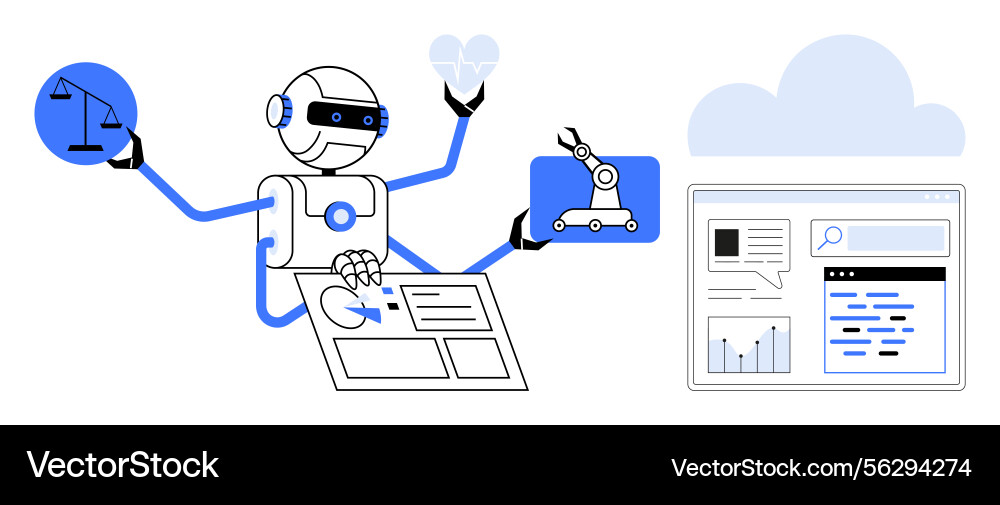 Ai robot balancing tasks with law automation Vector Image