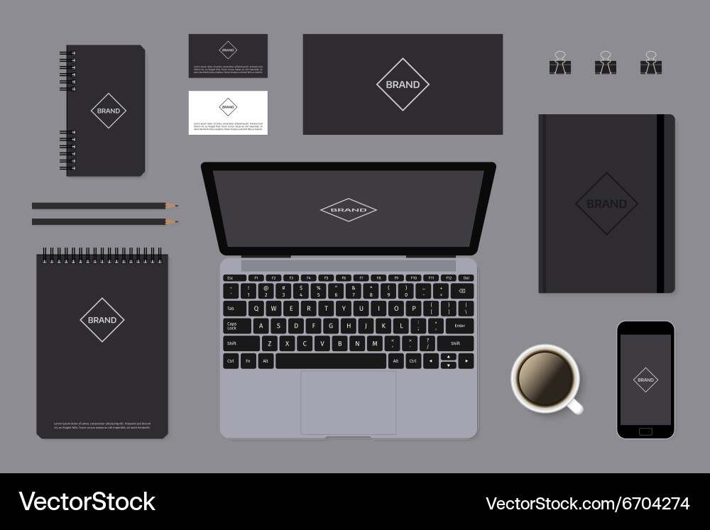 Dark identity mock-up template on gray background vector image