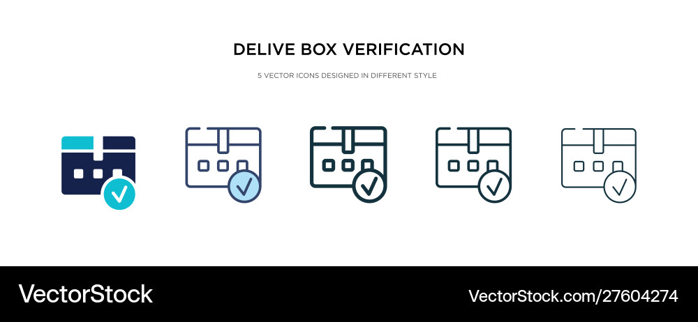 Delive box verification icon in different style Delive box verification icon in different style vector image