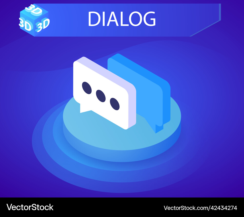 Dialog isometric design icon web 3d colorful Dialog isometric design icon web 3d colorful Vector Image