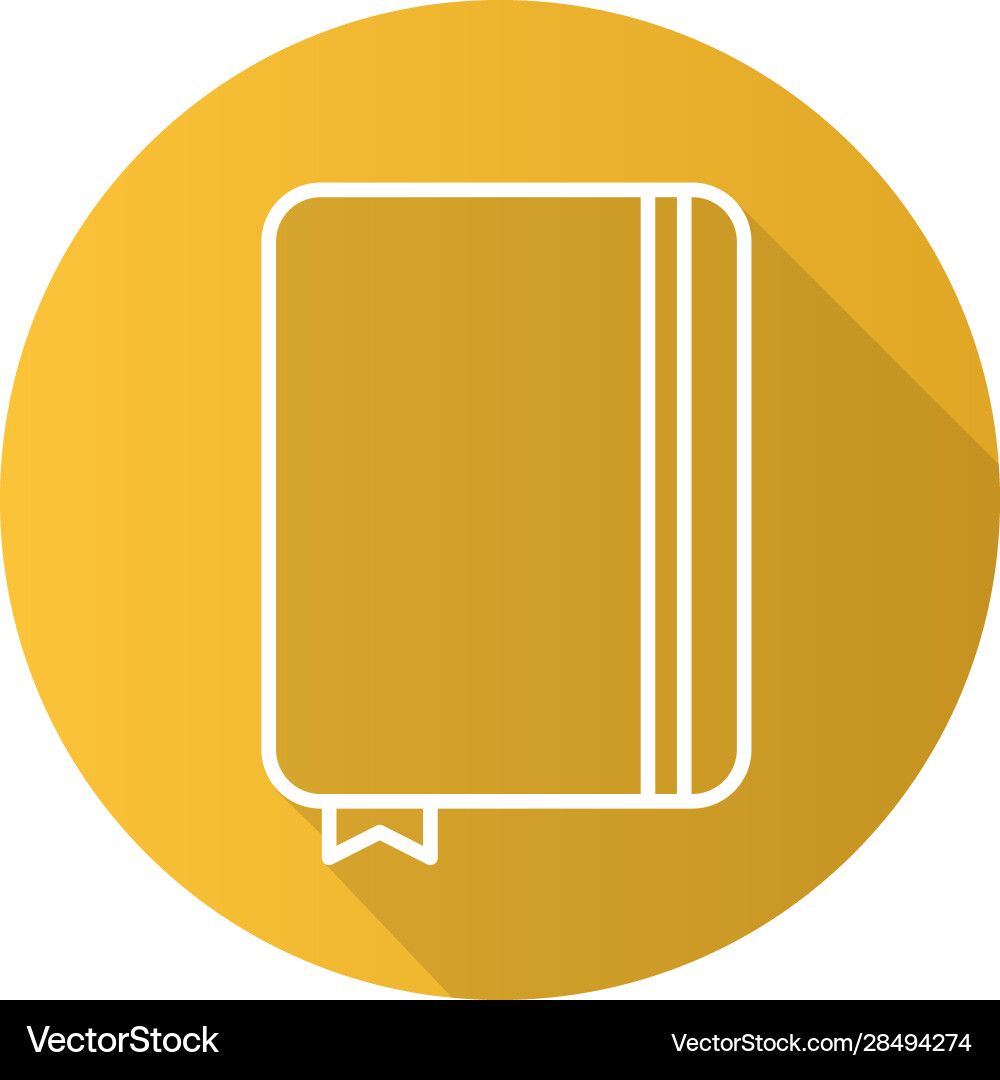 Diary notebook flat linear long shadow icon vector image