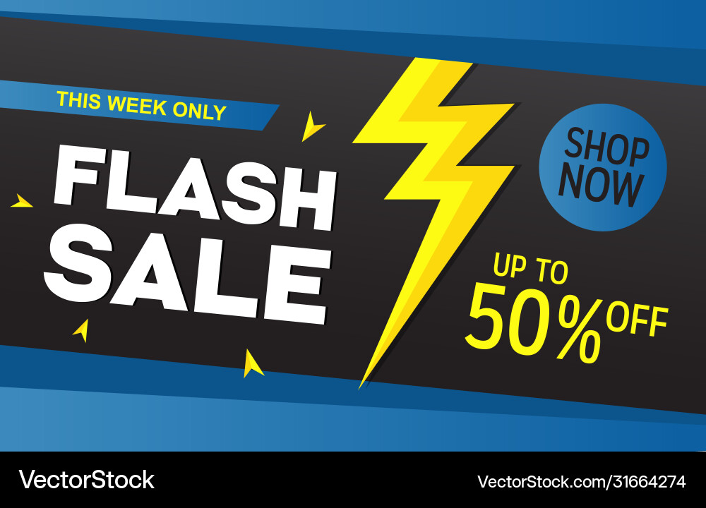 Flash sale discount offer promotion web app banner Flash sale discount offer promotion web app banner vector image