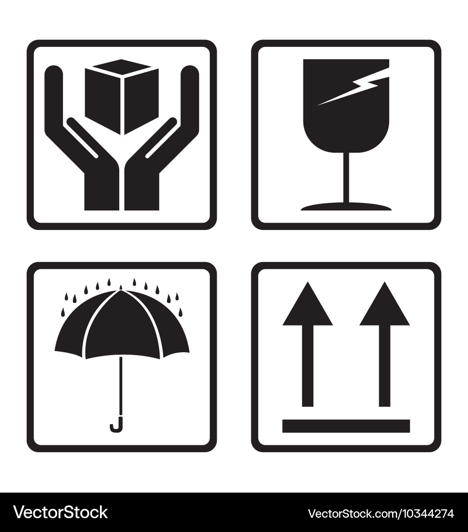Fragile Symbol Set Isolated vector image