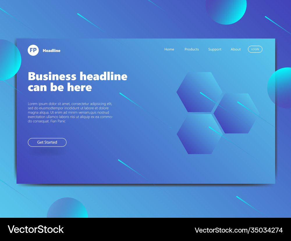 Landing page template with gradient modern webpage Landing page template with gradient modern webpage Vector Image