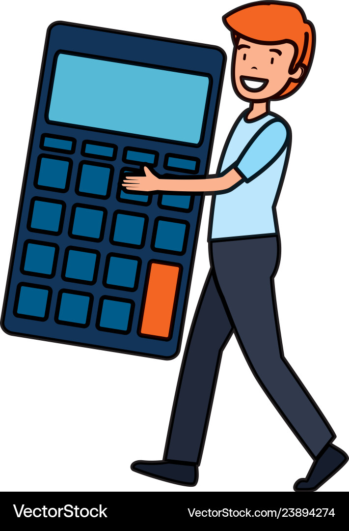 Man with calculator math Man with calculator math Vector Image