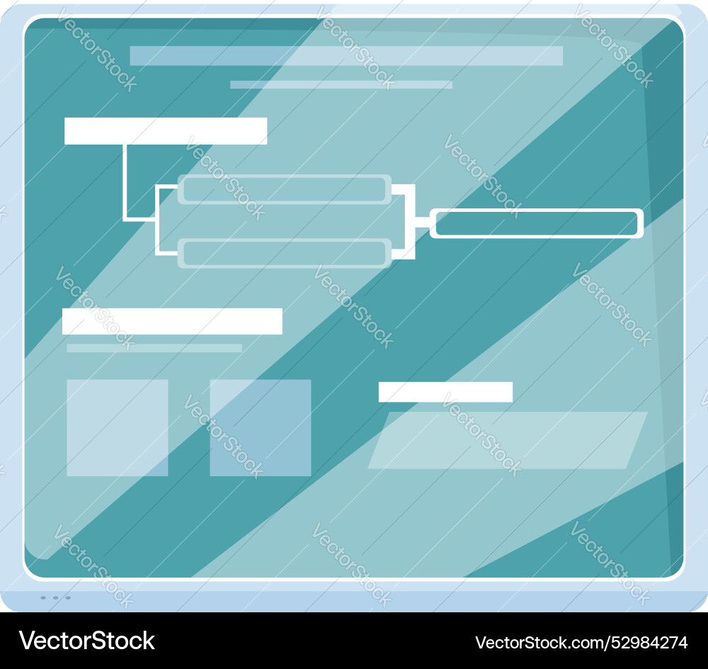 Modern touch screen display showing flowchart Modern touch screen display showing flowchart vector image