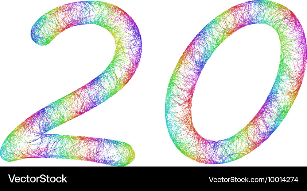 Rainbow sketch font design vector image