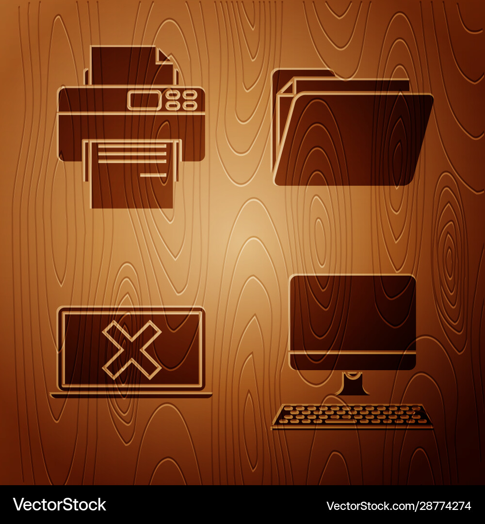 Set computer monitor with keyboard printer Set computer monitor with keyboard printer Vector Image