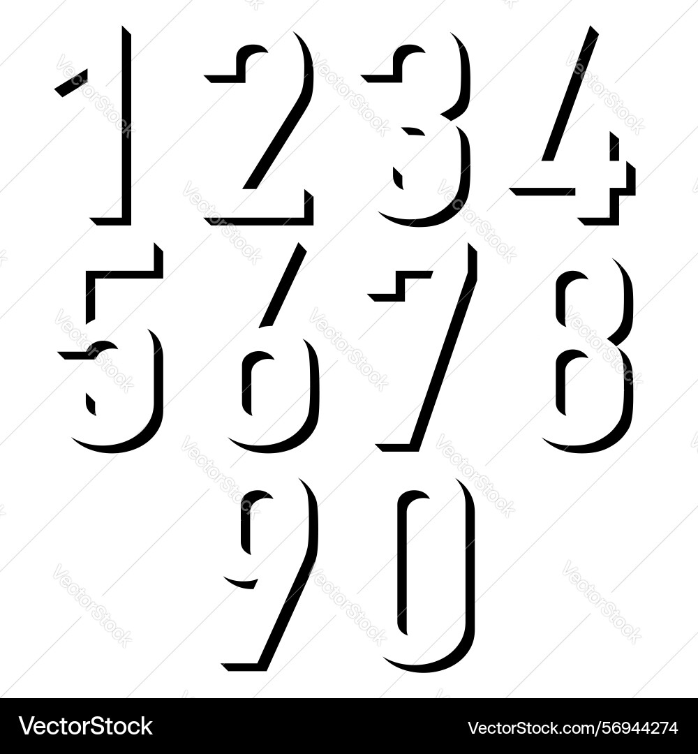 Stencil numbers from 0 to 9 negative space style Stencil numbers from 0 to 9 negative space style vector image