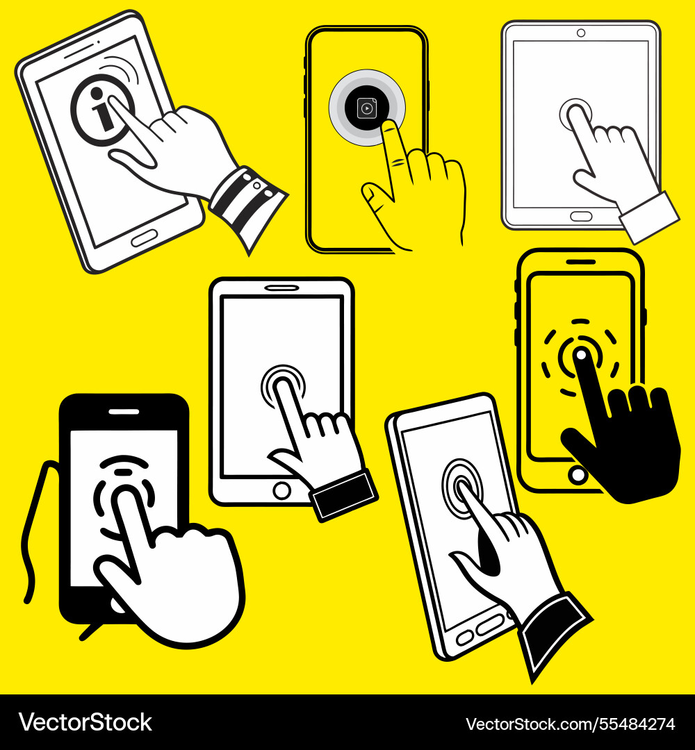 Touchscreen interactions Touchscreen interactions vector image