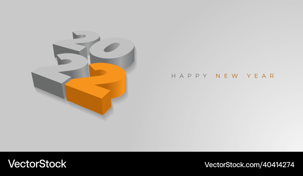 Typography design of 2022 with 3d style vector image