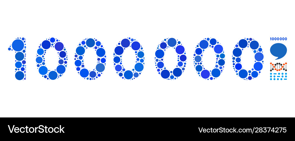 1000000 digits text mosaic icon circle dots Vector Image