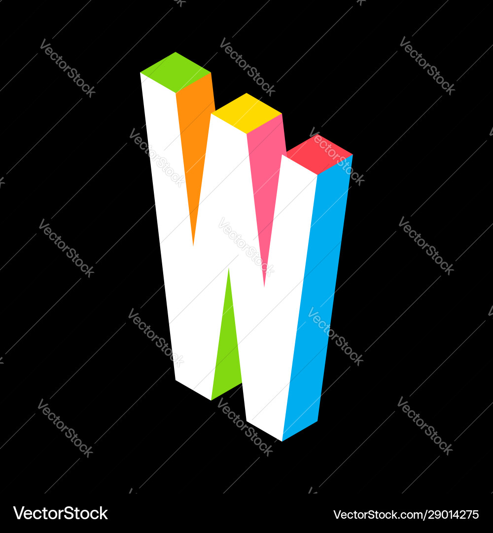 3D Bunte Buchstaben W Logo Icon Vektorbild
