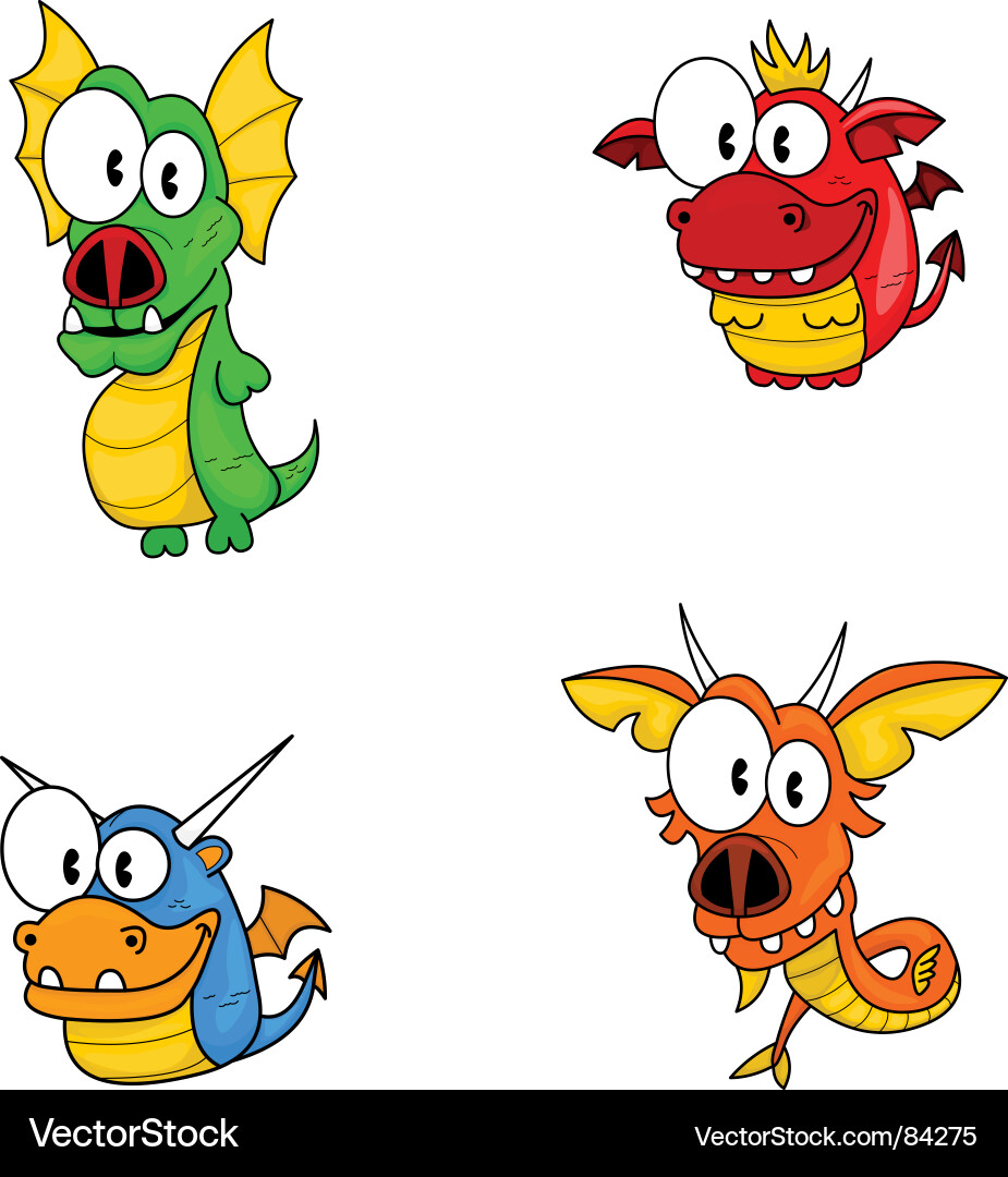 Adorable Cartoon Dragons vector image