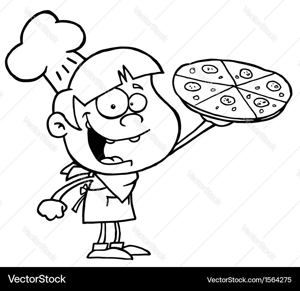Cheerful Young Waiter Delivering Pizza Vector Image