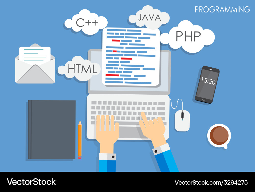 Coding Concepts Flat Illustration vector image
