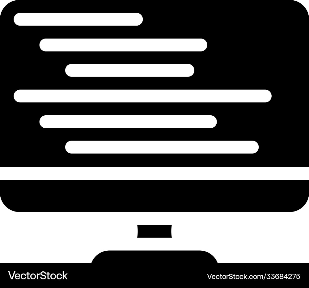 Coding on computer screen glyph icon vector image