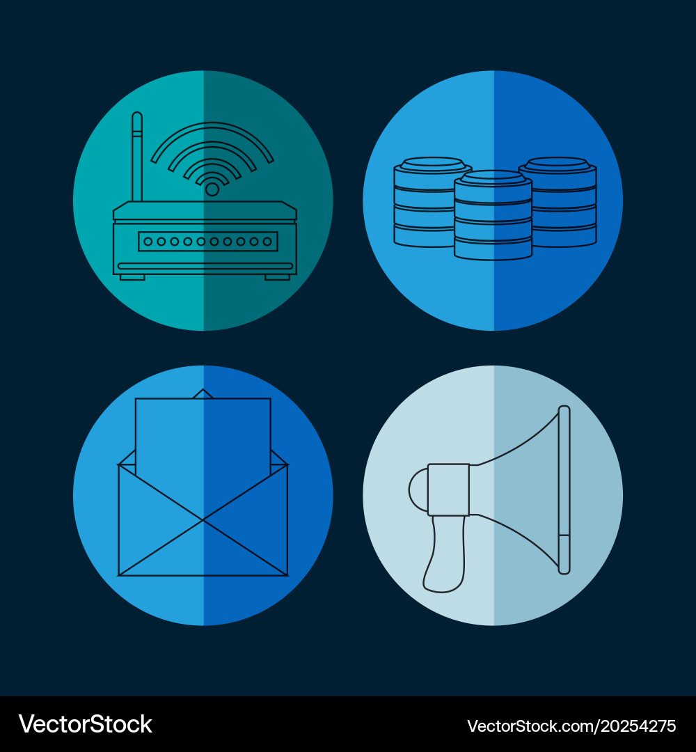 Collection of database round icons Vector Image