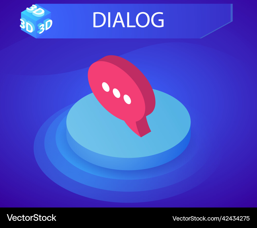 Dialog isometric design icon web 3d colorful Dialog isometric design icon web 3d colorful vector image