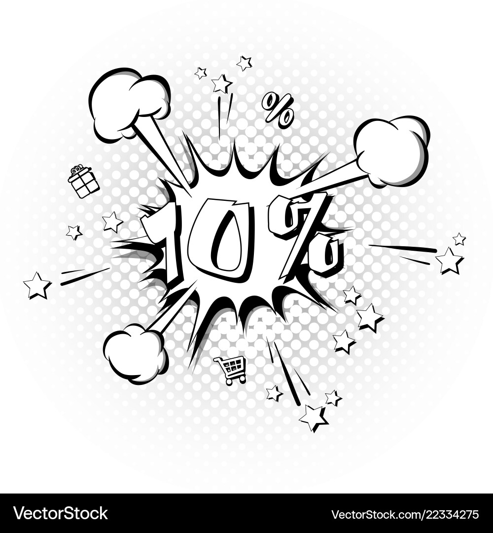 Discount 10 percent pop art retro style Discount 10 percent pop art retro style vector image