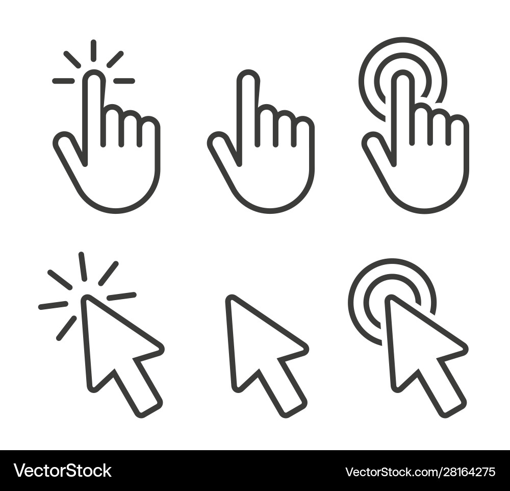 Hand Cursor Icons - Click & Point vector image