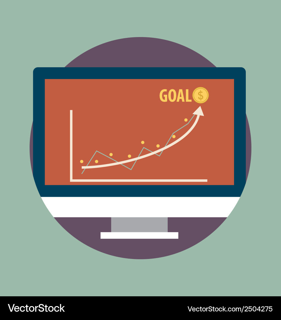 Modern computer with graph Vector Image