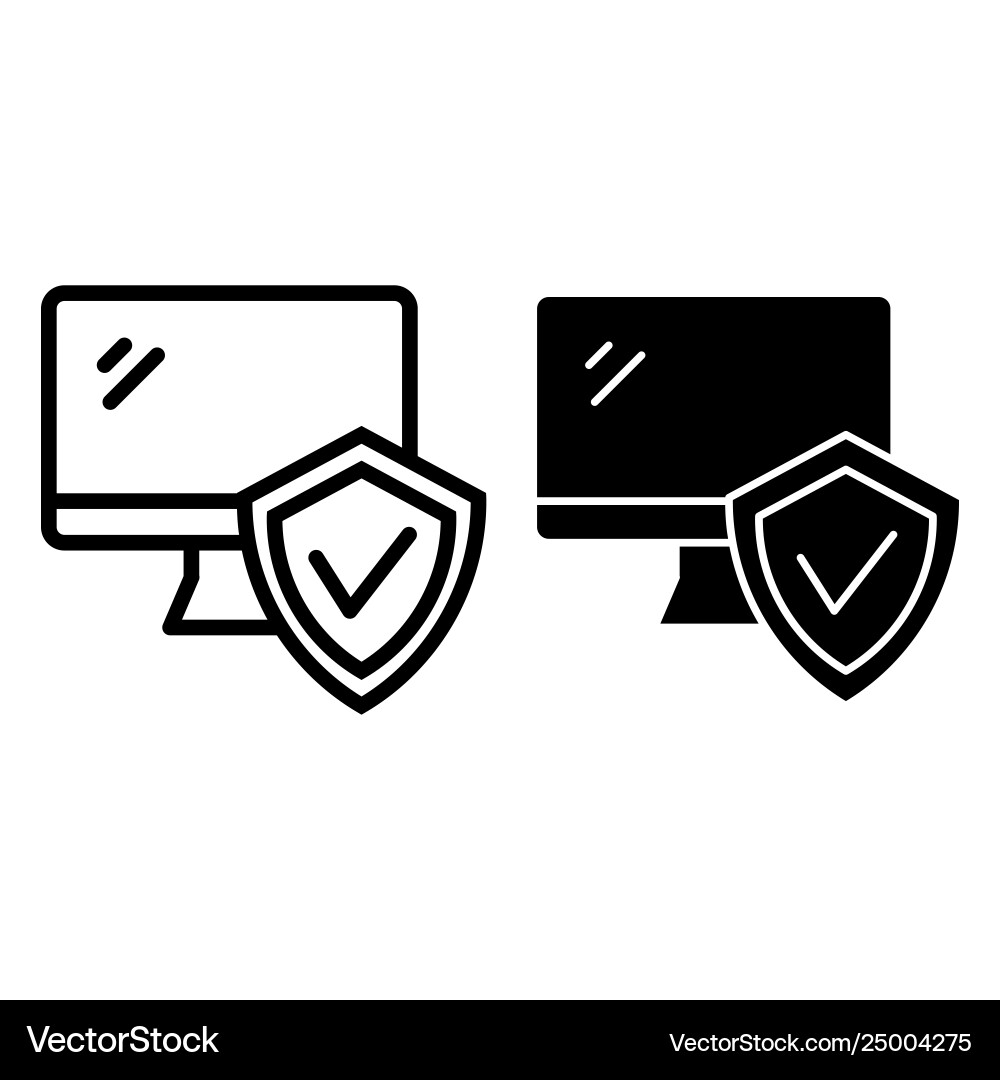 Monitor with approve checkmark in shield line Monitor with approve checkmark in shield line vector image