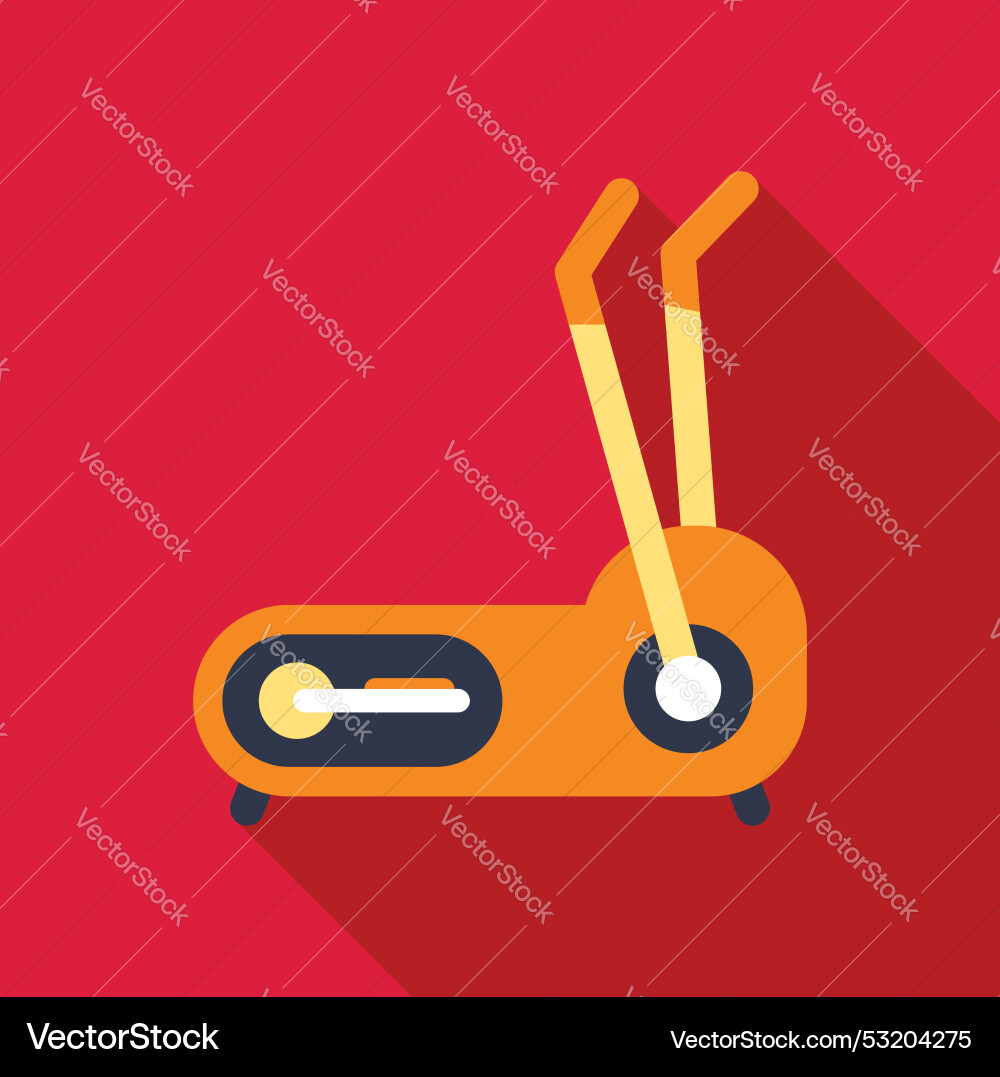 Orange treadmill machine for running workout Orange treadmill machine for running workout Vector Image