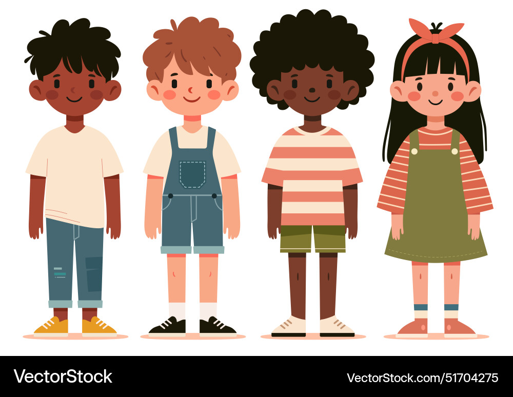 Süße Kinder Cartoon Zeichensatz Süße Kinder Cartoon Zeichensatz vektorbild