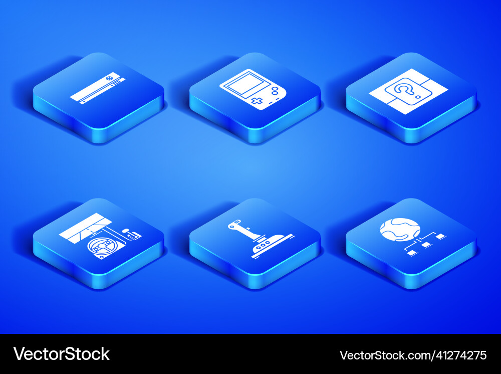 Set computer network video game console joystick Set computer network video game console joystick Vector Image