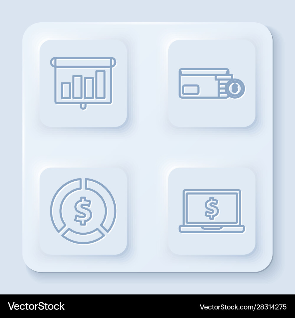Set line financial board with graph schedule vector image