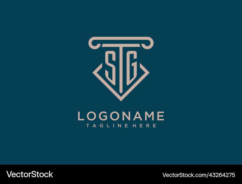 Sg initial with pillar icon design clean Vector Image