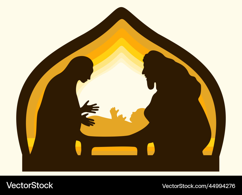 Bethlehem cave maria and joseph at the cradle Vector Image