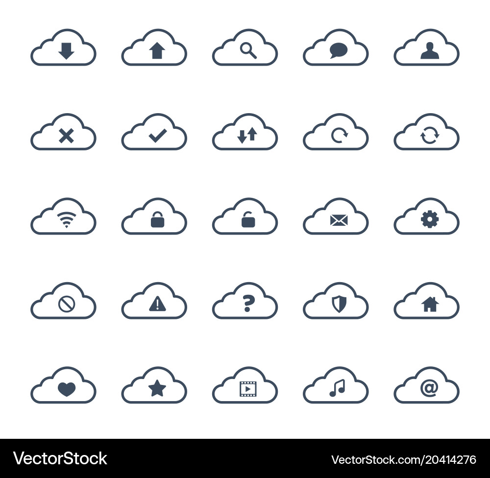 Clouds computing icon set Vector Image