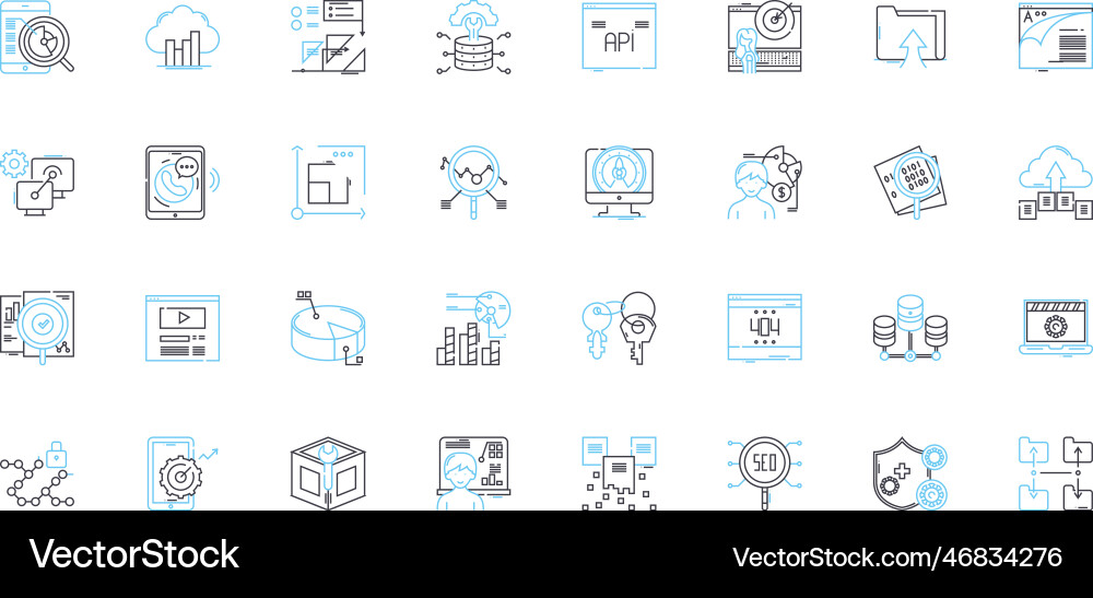 Cyber Security lineare Icons setzen Verschlüsselung Cyber Security lineare Icons setzen Verschlüsselung vektorbild