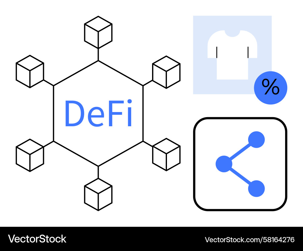 Decentralized finance network with blockchain Decentralized finance network with blockchain Vector Image