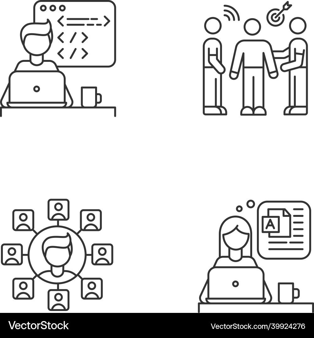 Distant works pixel perfect linear icons set web Distant works pixel perfect linear icons set web vector image