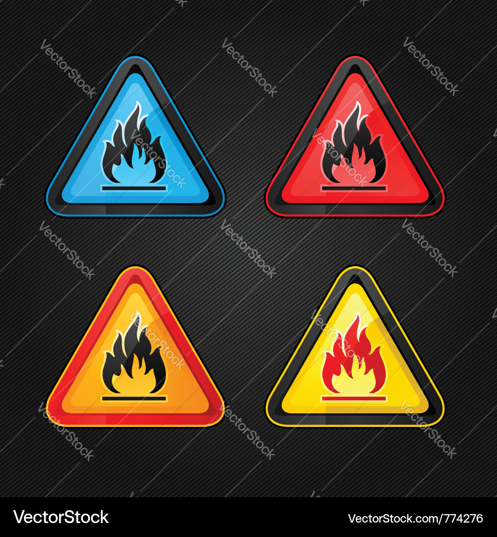 Flammable Hazard Warning Signs Vector Image