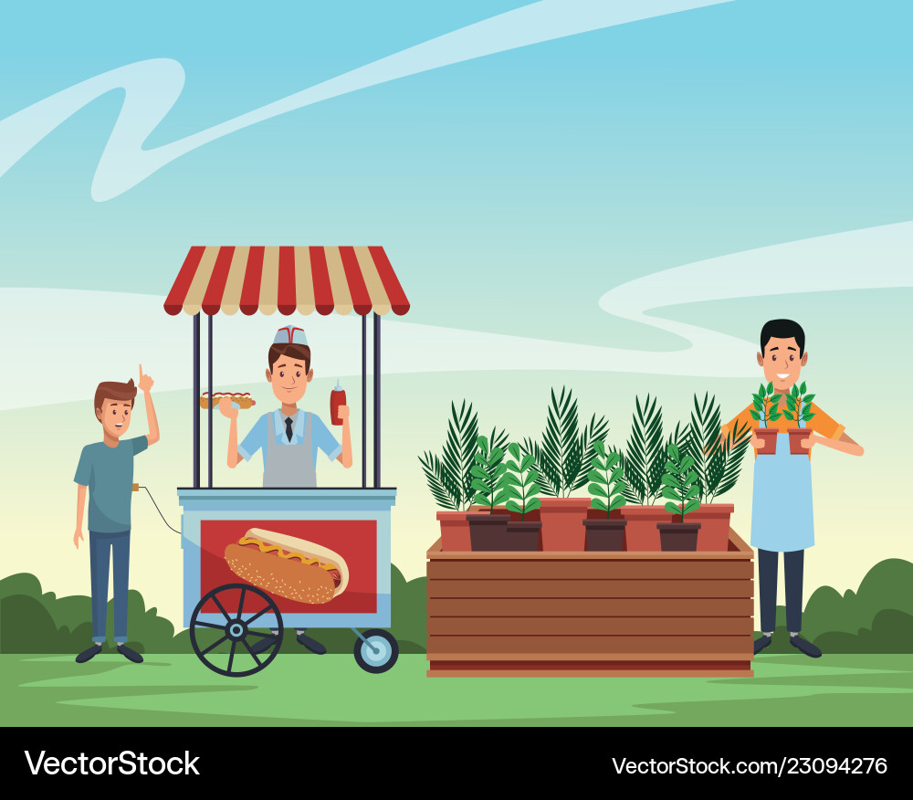 Hot dog booth business Hot dog booth business vector image