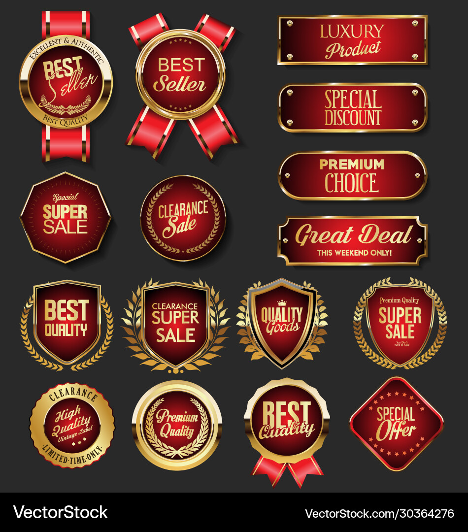 Kollektion goldene Abzeichen und Labels retro Kollektion goldene Abzeichen und Labels retro vektorbild