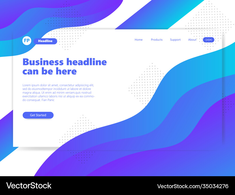 Landing page template with gradient modern webpage Vector Image