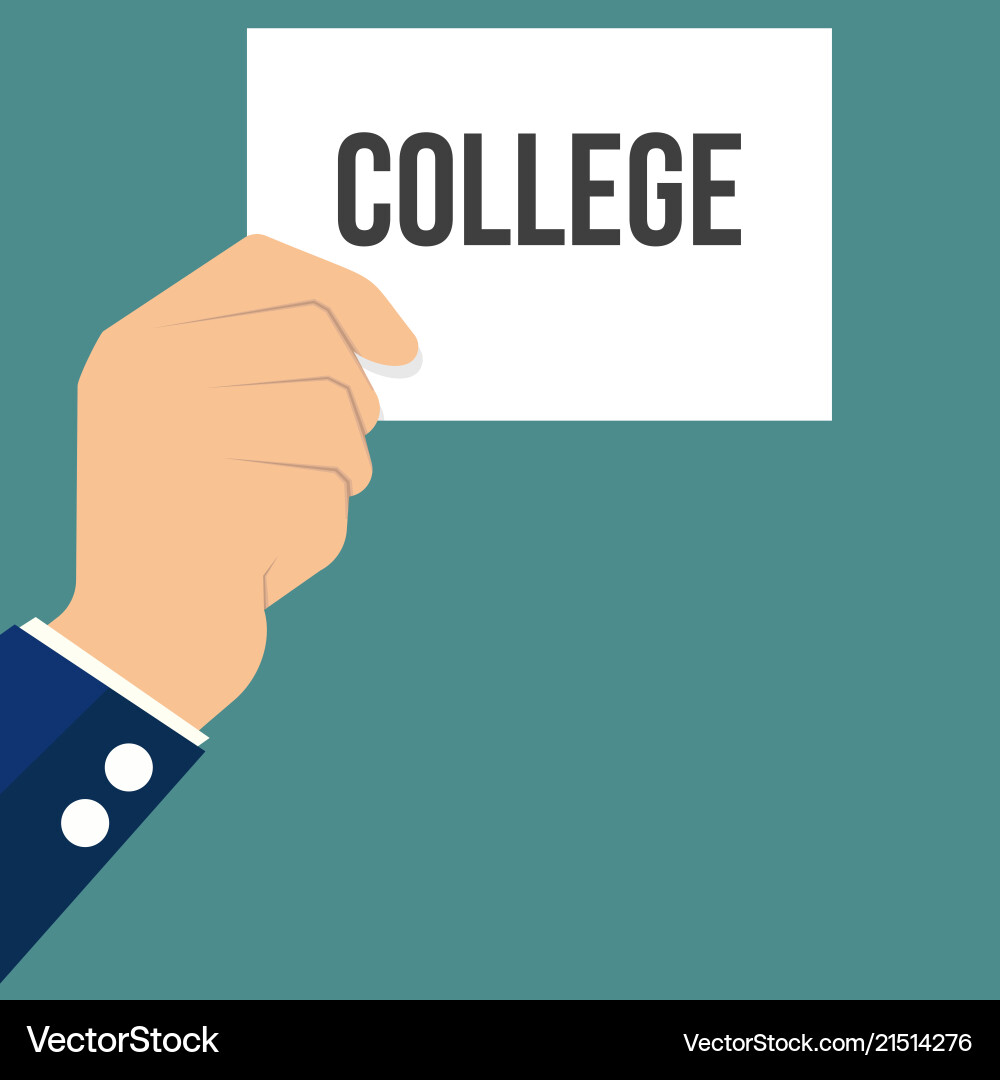 Man showing paper college text Man showing paper college text vector image