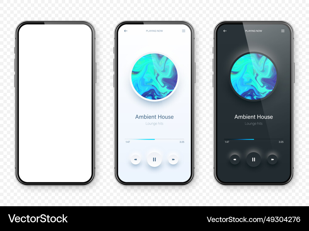 Online audio player user interface smartphone app Online audio player user interface smartphone app vector image