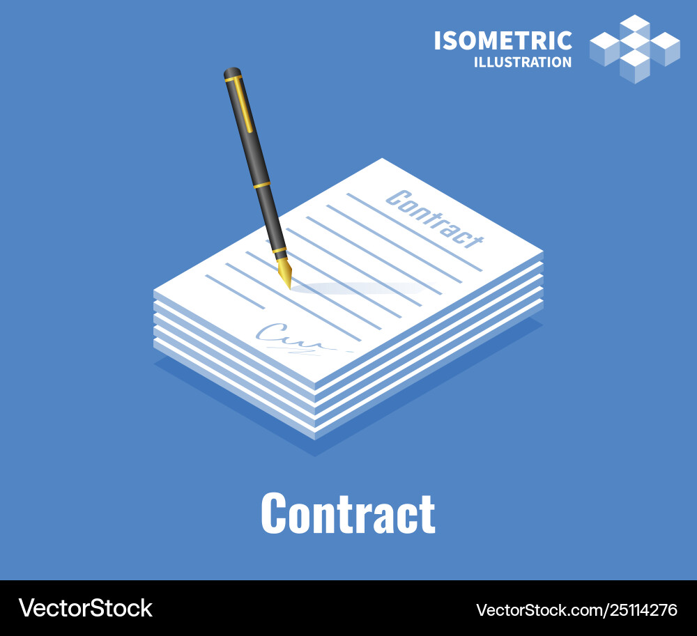 Paper document with signature and pen Paper document with signature and pen vector image