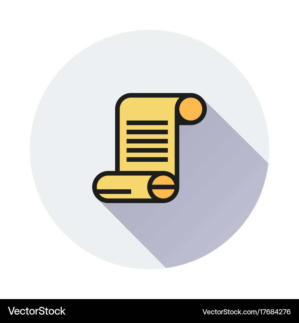 Paper scroll icon on round background Vector Image