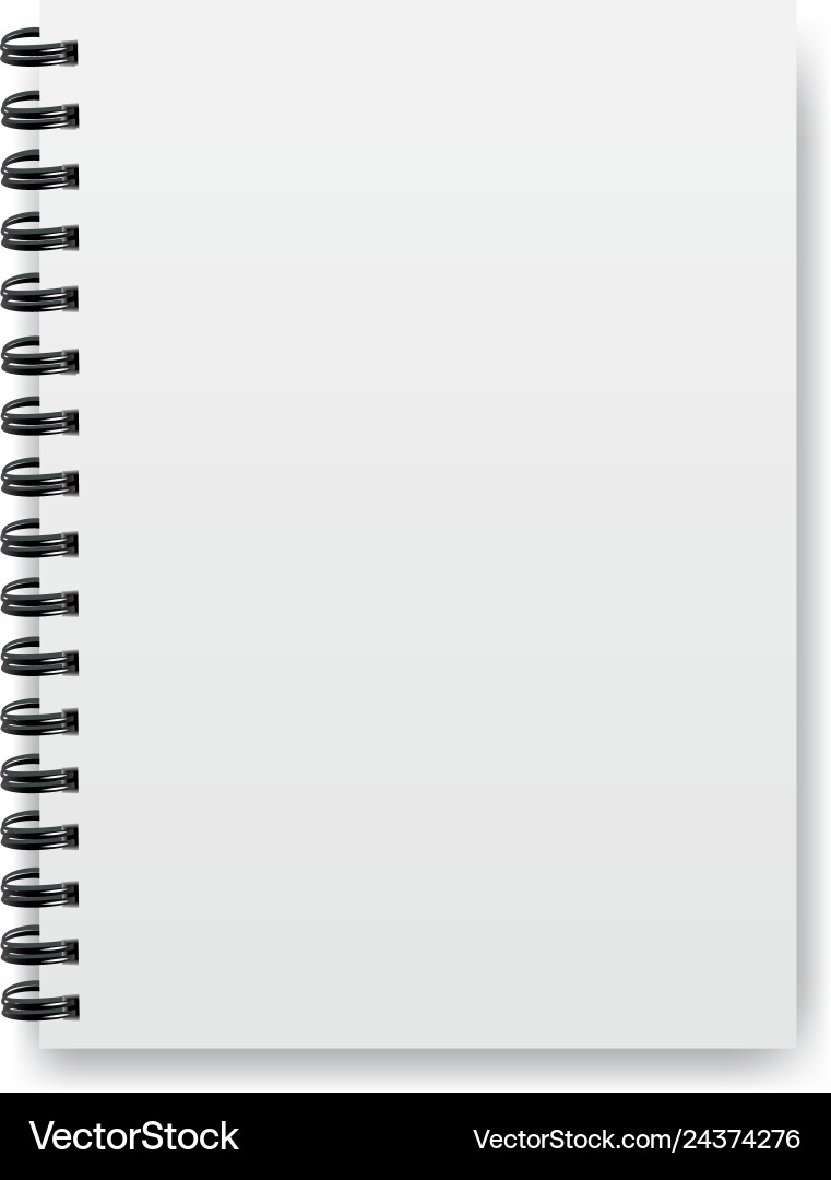 Realistic notebook template with shadow on white Realistic notebook template with shadow on white Vector Image